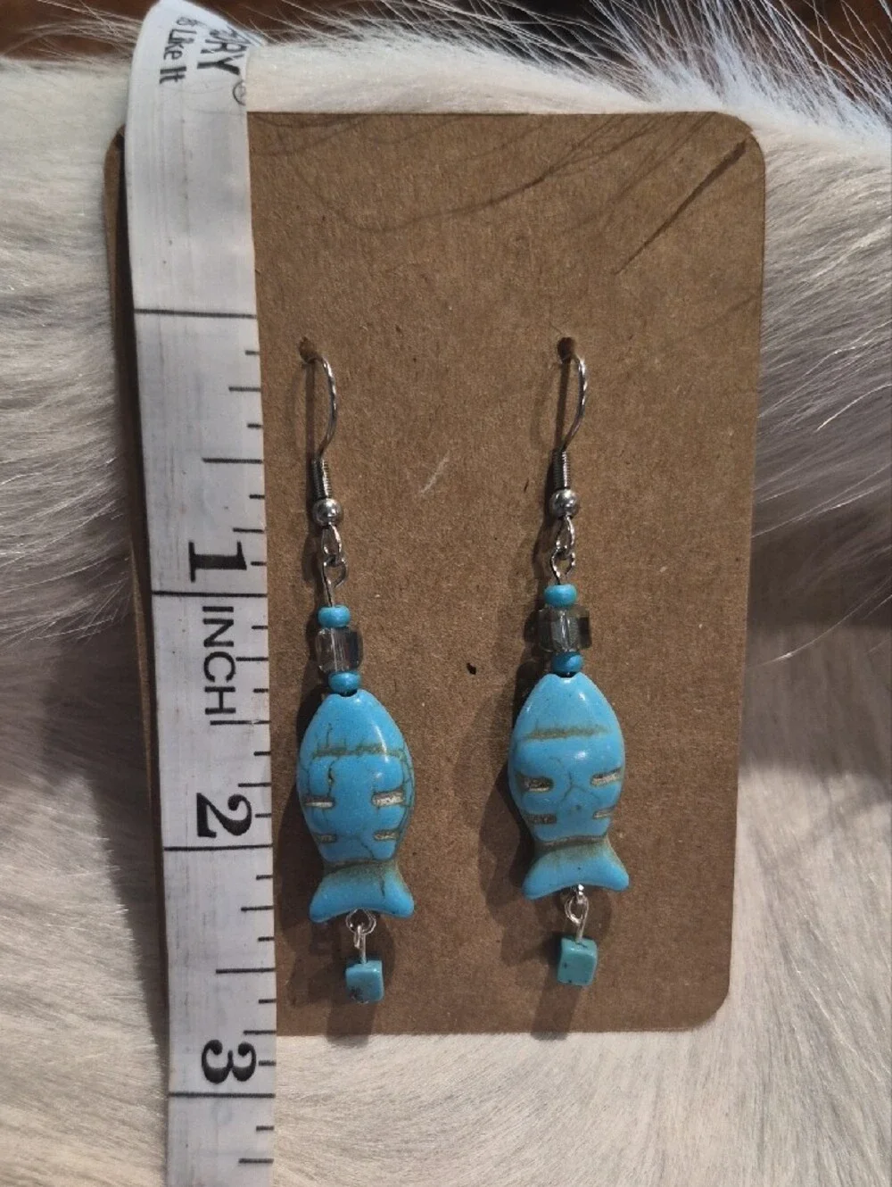 Handmade Turquoise Fish Dangle Earrings